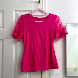 Gretty Zueger Fuchsia Lace Sleeve Top